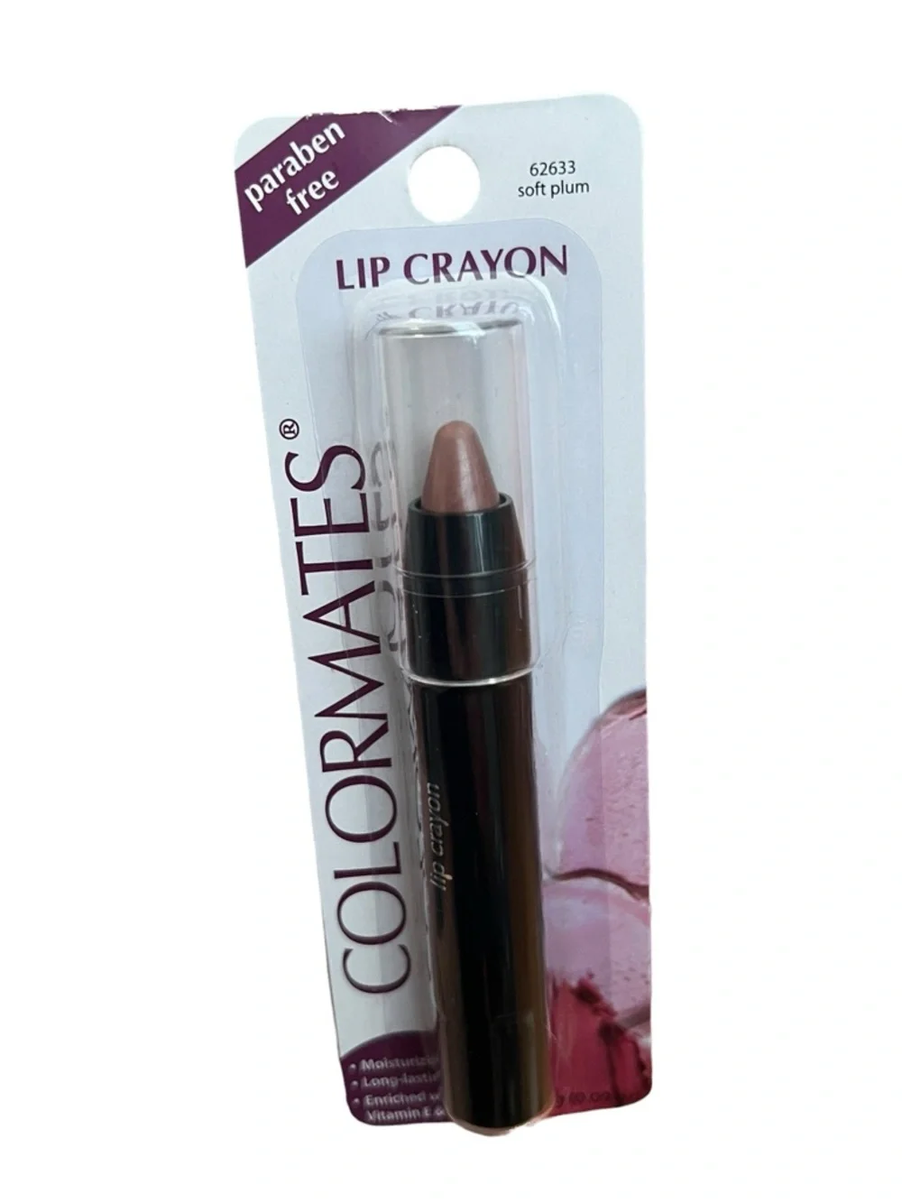 Colormates Lip Crayon Lot of 2 Soft Plum Moisturizing Vitamin E 62633 NIP